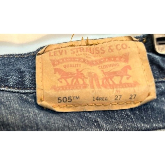 LEVI'S 505 Regular Fit 27x27 Straight Leg Blue Jeans Size Regular 14 *NICE - Picture 2 of 11